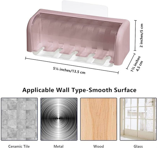 5-Slot Wall Mount Toothbrush Holder with Cover