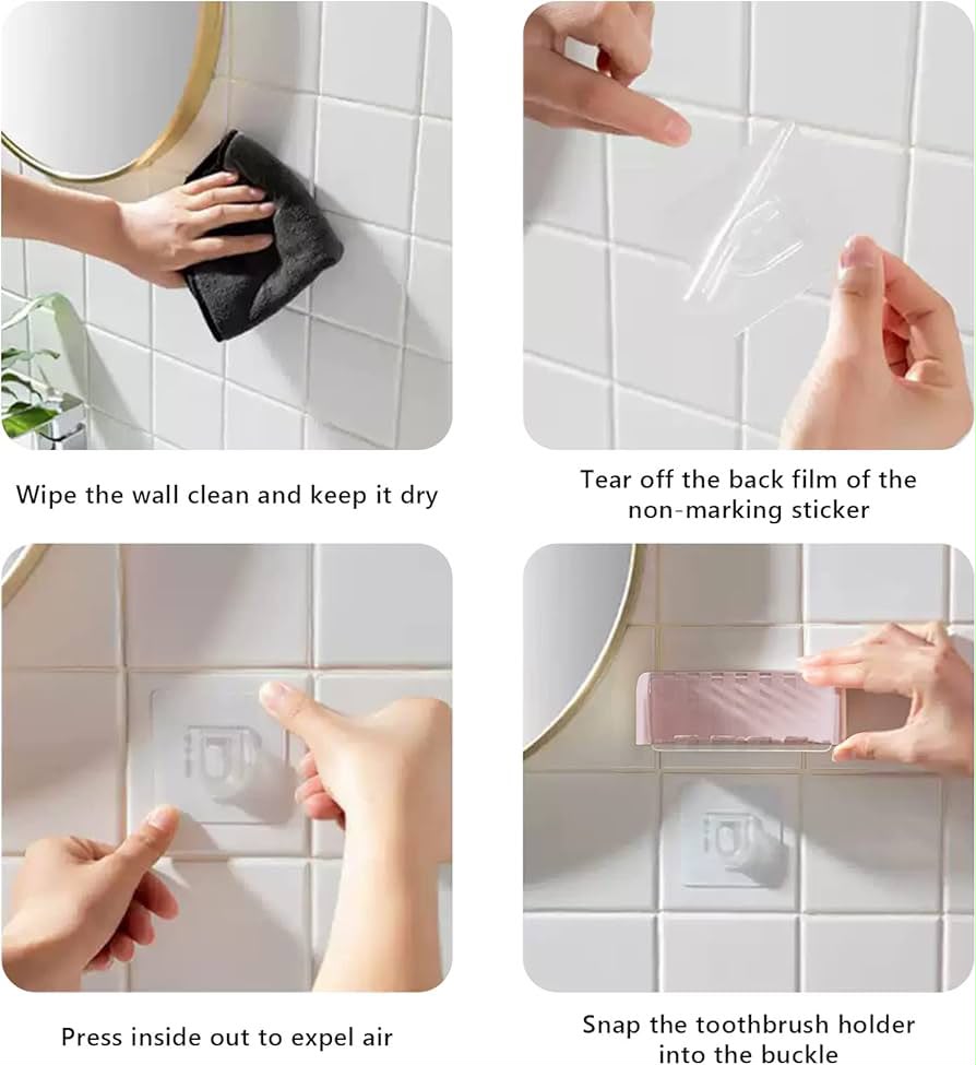 5-Slot Wall Mount Toothbrush Holder with Cover