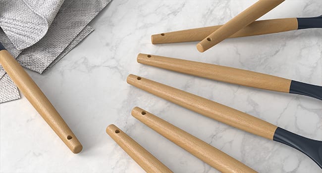 12-Piece Silicone Cooking Utensils Set with Wooden Handles